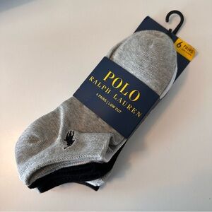 NWT Polo Ralph Lauren Women’s White Gray Black Casual Socks Low Cut